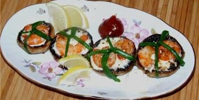 креветки в шляпе со сливочным сыром