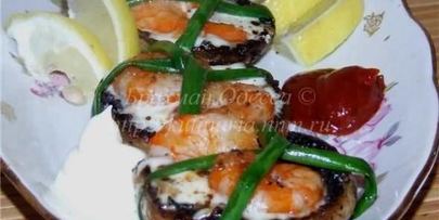 креветки в шляпе со сливочным сыром