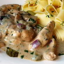 Рецепт Рагу из индейки по-строгановски