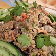 Рецепт Рагу из куриной печенки с орехами