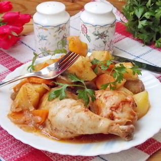 Рагу из курицы с баклажанами в рукаве