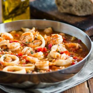 Рагу из трески и морепродуктов