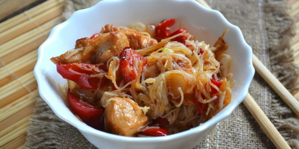 Рецепт рисовая лапша с курицей