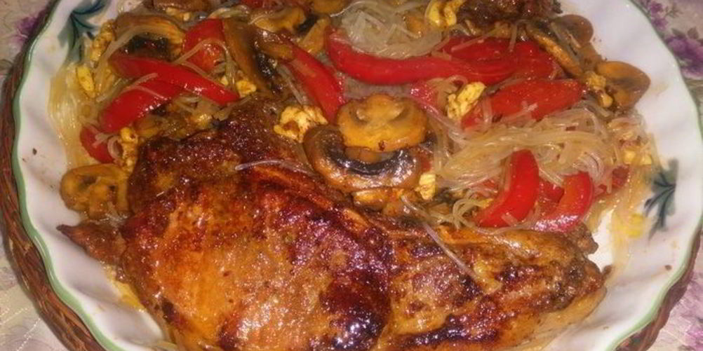 Рецепт рисовая лапша с мясом и овощами