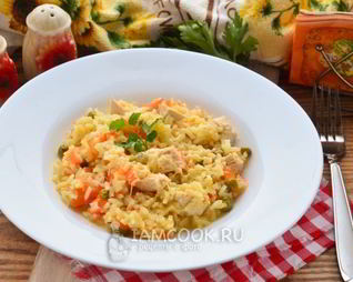 Ризотто с курицей и овощами