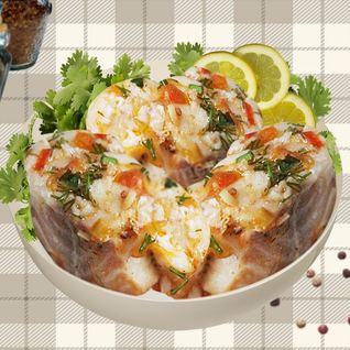 Белуга тушеная с овощами