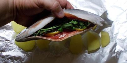 дикий голец, запеченный в фольге