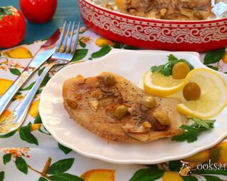 Филе тилапии запеченное с лимоном и оливками
