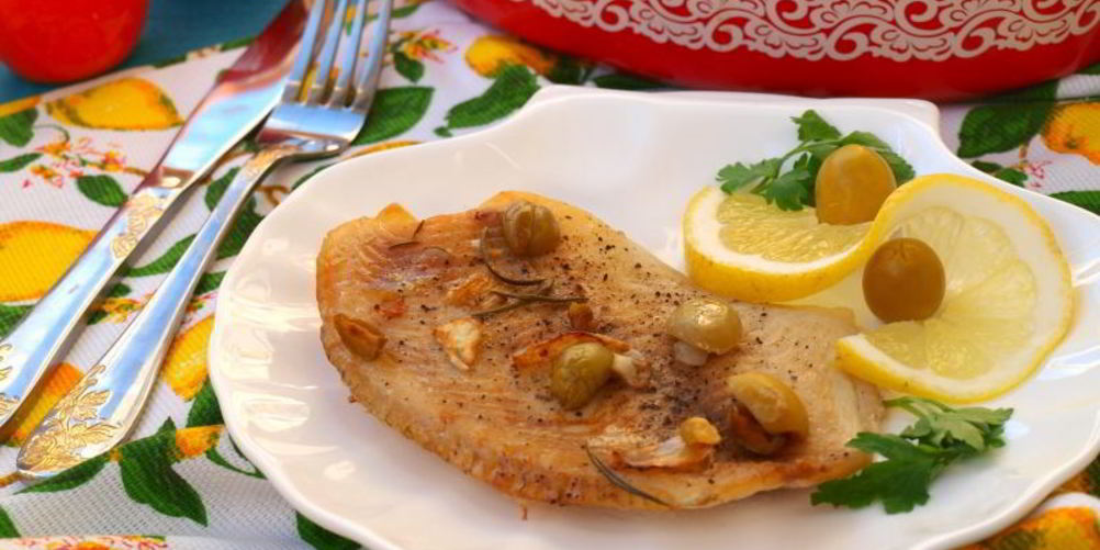Рецепт филе тилапии запеченное с лимоном и оливками