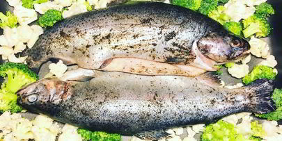 форель с цветной капустой и брокколи