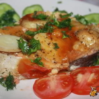 Форель, запеченная в духовке с молодым картофелем