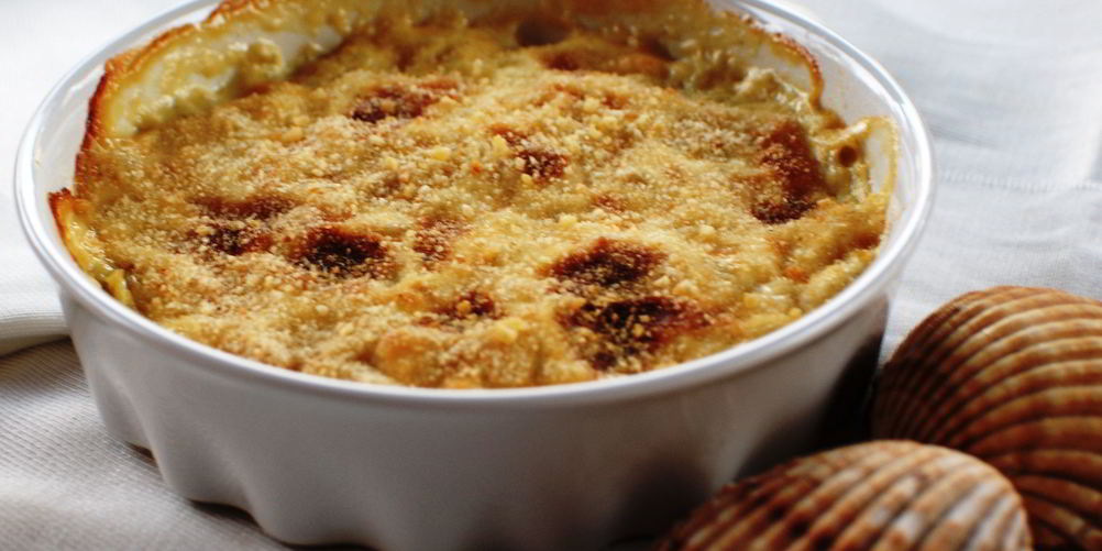 Рецепт гребешки и тигровые креветки в соусе бешамель