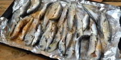 килька, запеченная в духовке