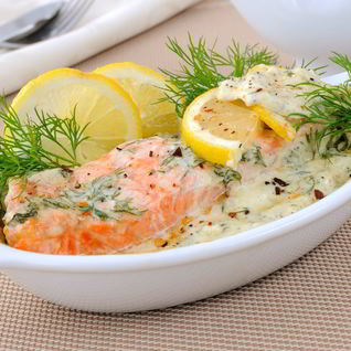 Красная рыба в сливочном соусе в духовке