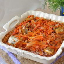 Рецепт Минтай в духовке с морковью и луком