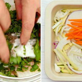 Рыба на овощной подушке