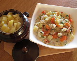 Рыба с картошкой в горшочке