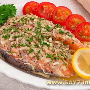 Семга, запеченная с фенхелем и лимоном