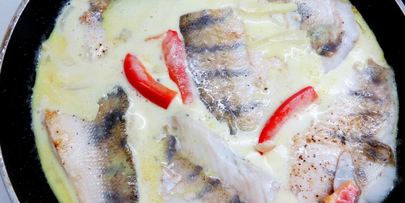 судак в кокосовом молоке с шафраном