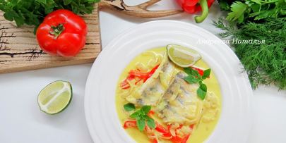 судак в кокосовом молоке с шафраном