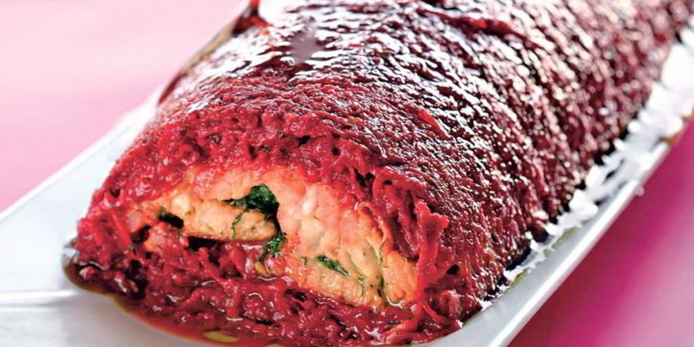 Рецепт судак в свекольном полене