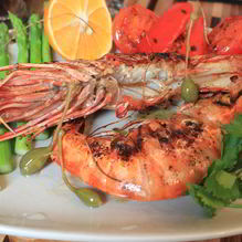 Рецепт Тигровые креветки, фламбированные коньком