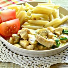 Рецепт Тушеная цесарка с шампиньонами