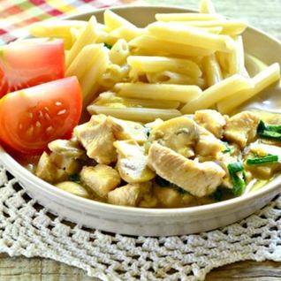 Тушеная цесарка с шампиньонами