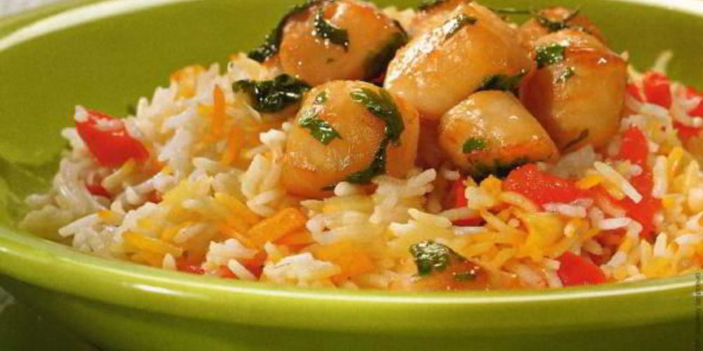 Рецепт жареные гребешки с рисом