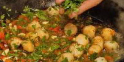 жареные гребешки с рисом