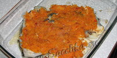 зубатка, запеченная с овощами