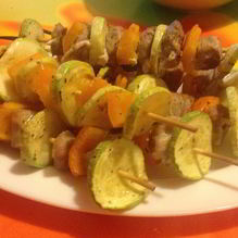 Рецепт Куриные шашлычки на шпажках с овощами