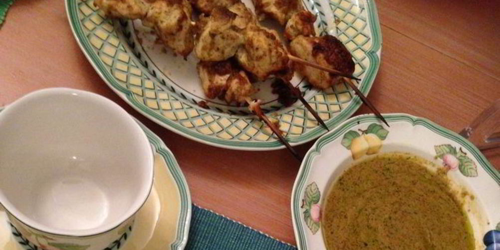 Рецепт куриные шашлычки с яичной лапшой