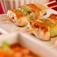 Рецепт Куриные шашлыки с пюре из батата и с пюре из зеленого горошка и мяты