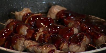 шашлычки терияки из свинины с овощами по-корейски