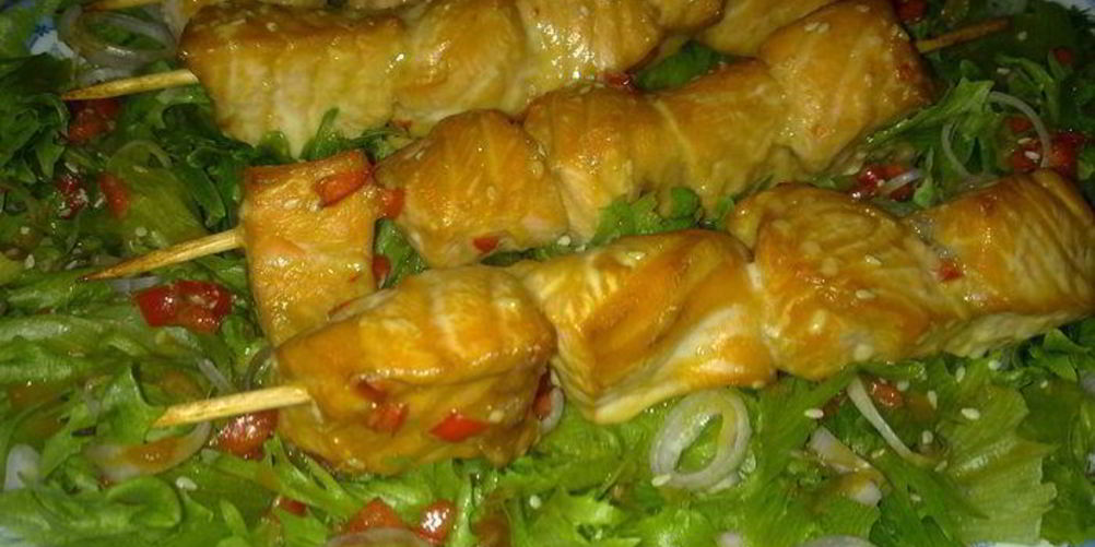 Рецепт шашлычок из лосося в меду