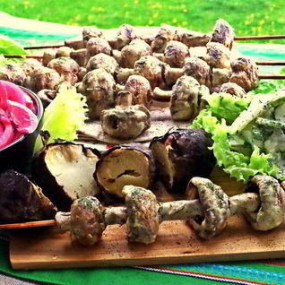 Шашлык грибы в сметане