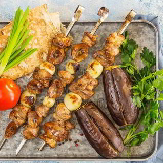 Шашлык из баранины с баклажанами
