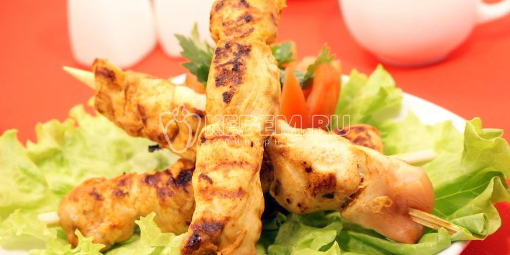 Рецепт шашлык из курицы на сковороде гриль