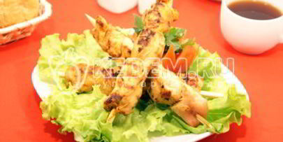 шашлык из курицы на сковороде гриль