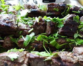 Шашлык из телячьей печени с коньяком