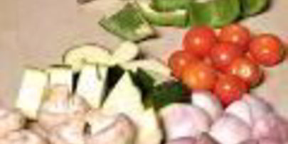 шашлыки из курицы с овощами