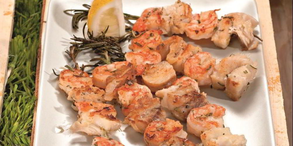 Рецепт шашлыки из рыбы с креветками