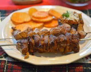 Свиной шашлык с чили маринадом и горчицей