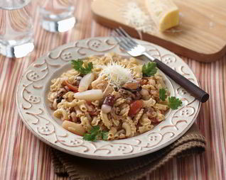 Овсяные гребешки с морским коктейлем