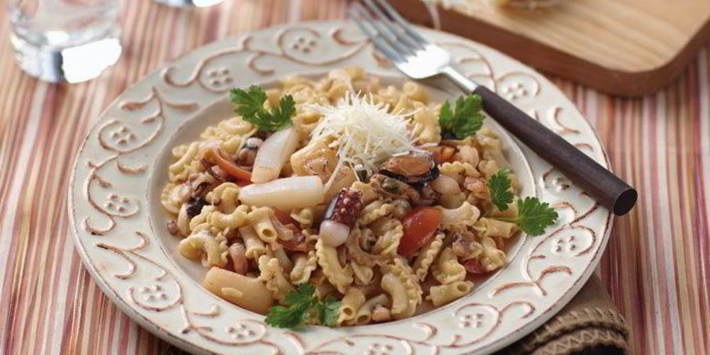 Рецепт овсяные гребешки с морским коктейлем