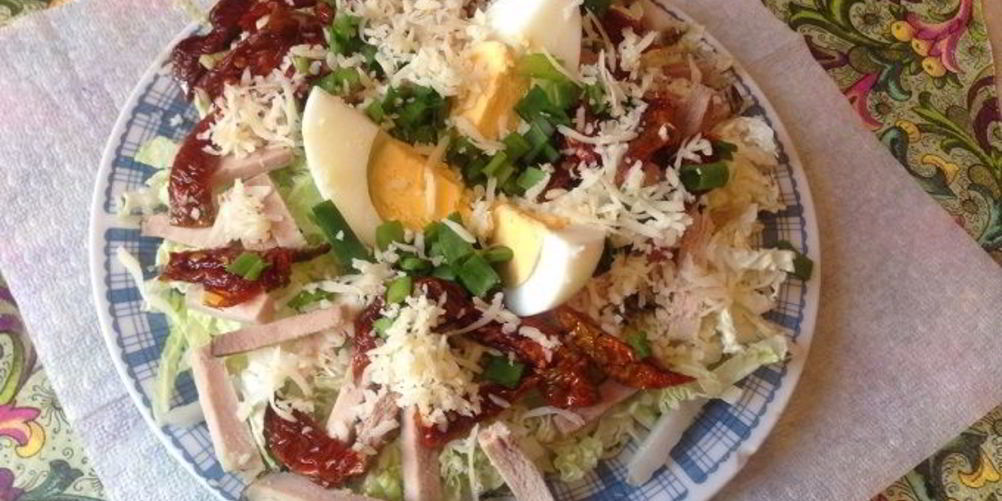 Рецепт мясной салат с пекинской капустой
