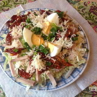 Мясной салат с пекинской капустой