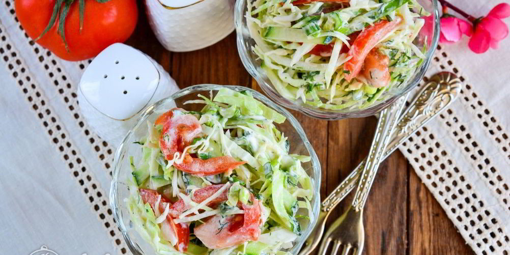 Рецепт салат из капусты, огурцов и помидоров