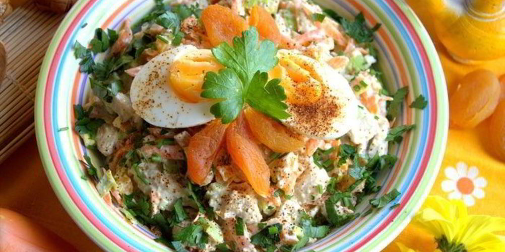 Рецепт салат из курицы с морковью и курагой